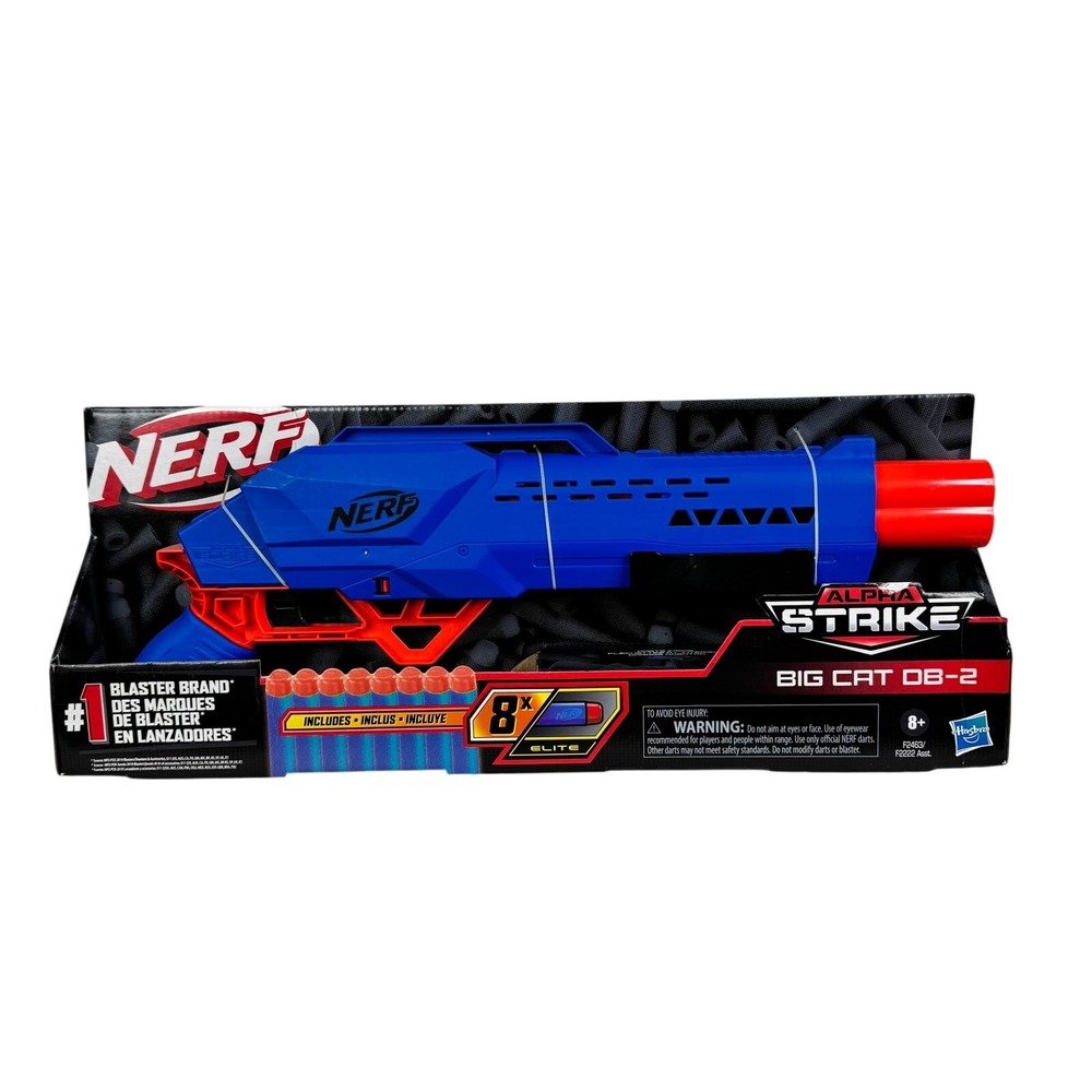 Nerf Alpha Strike Big Cat DB-2 Blaster 8X Elite Darts Hasbro